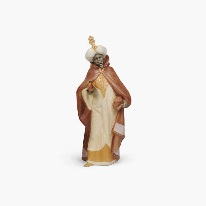 Figura Rey Baltasar en Belén. Gres