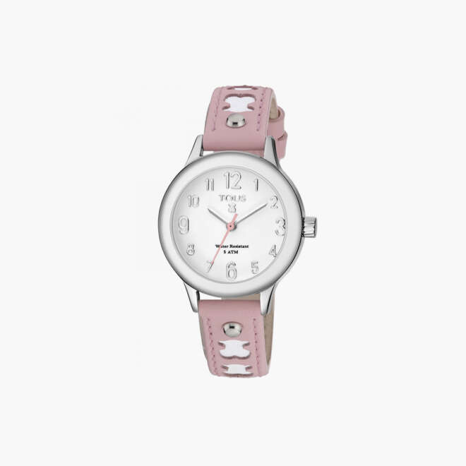 Reloj Dolce de acero con correa de piel rosa