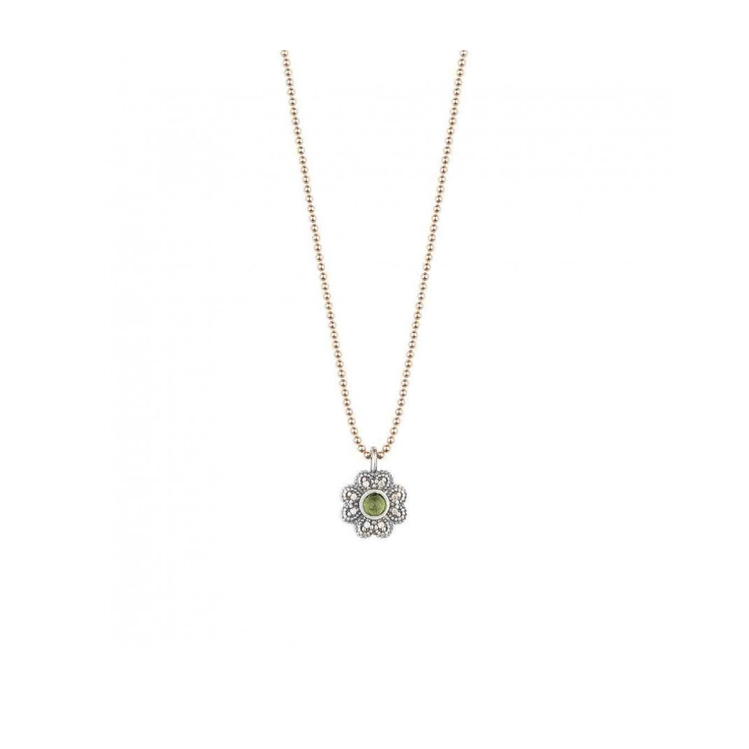 Colgante SUNFIELD de plata, peridoto y circonitas, de 1 cm de diámetro.