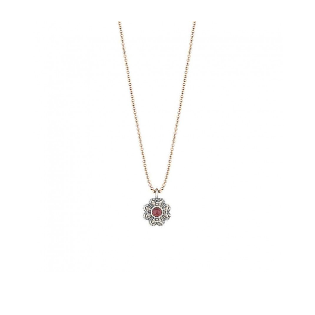 Colgante SUNFIELD de plata, turmalina rosa y circonitas