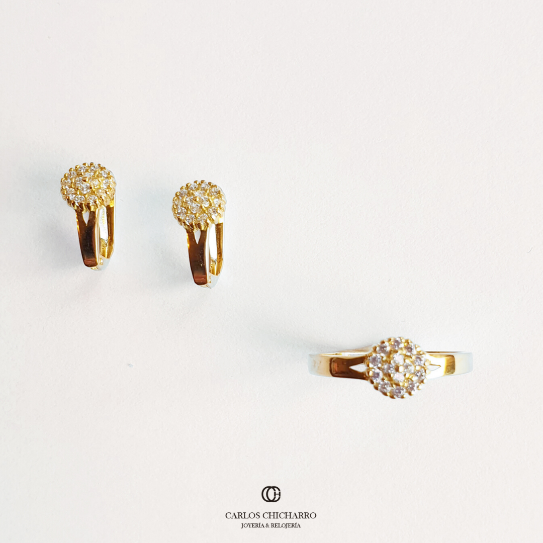 PENDIENTES ORO ROSETÓN CIRCONITAS