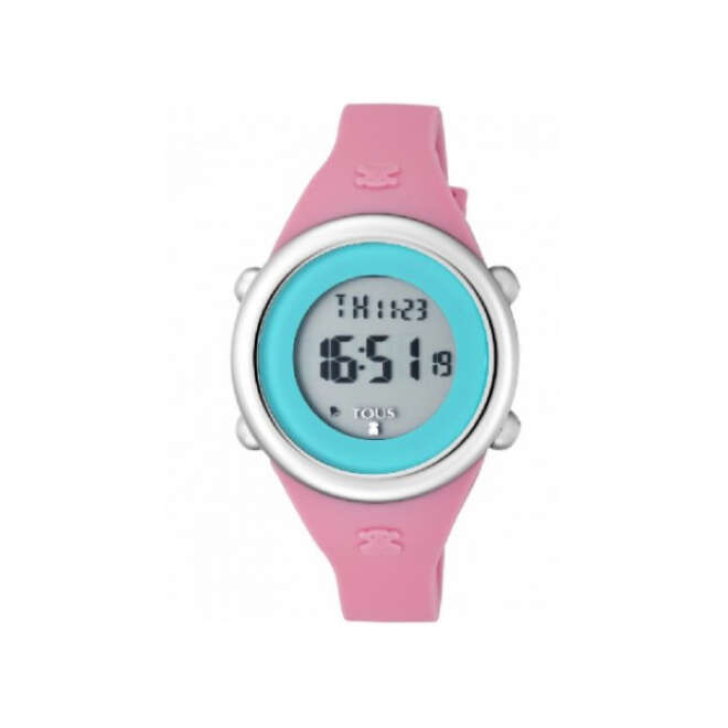 Reloj Soft Digital de acero con correa de silicona fúcsia