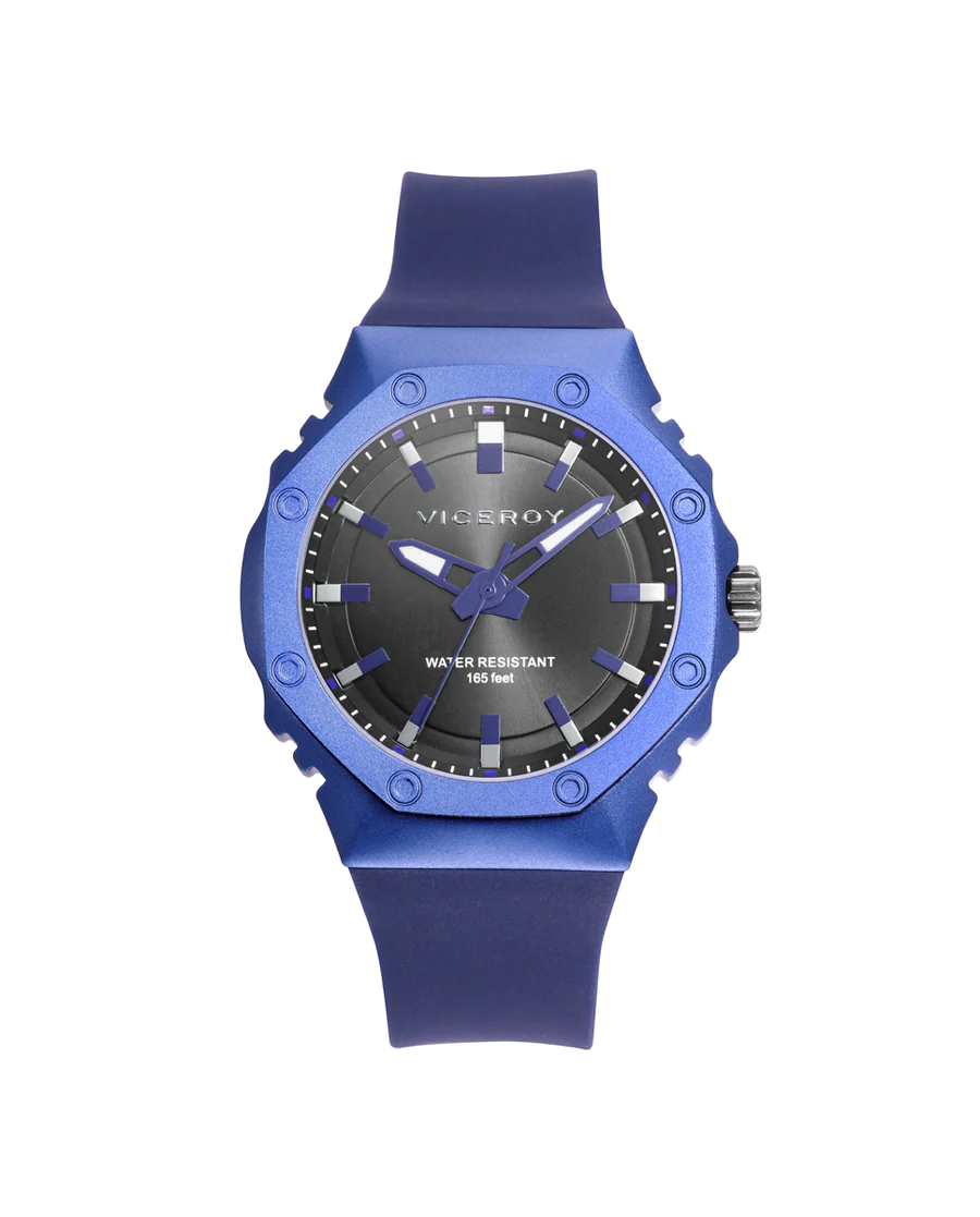 Viceroy - Reloj de hombre con caja de aluminio y correa de silicona azul oscuro