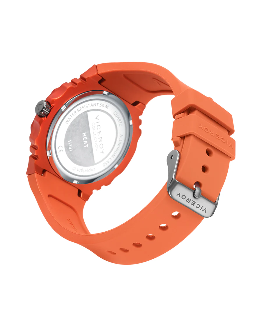 Viceroy - Reloj de hombre con caja de aluminio y correa de silicona naranja