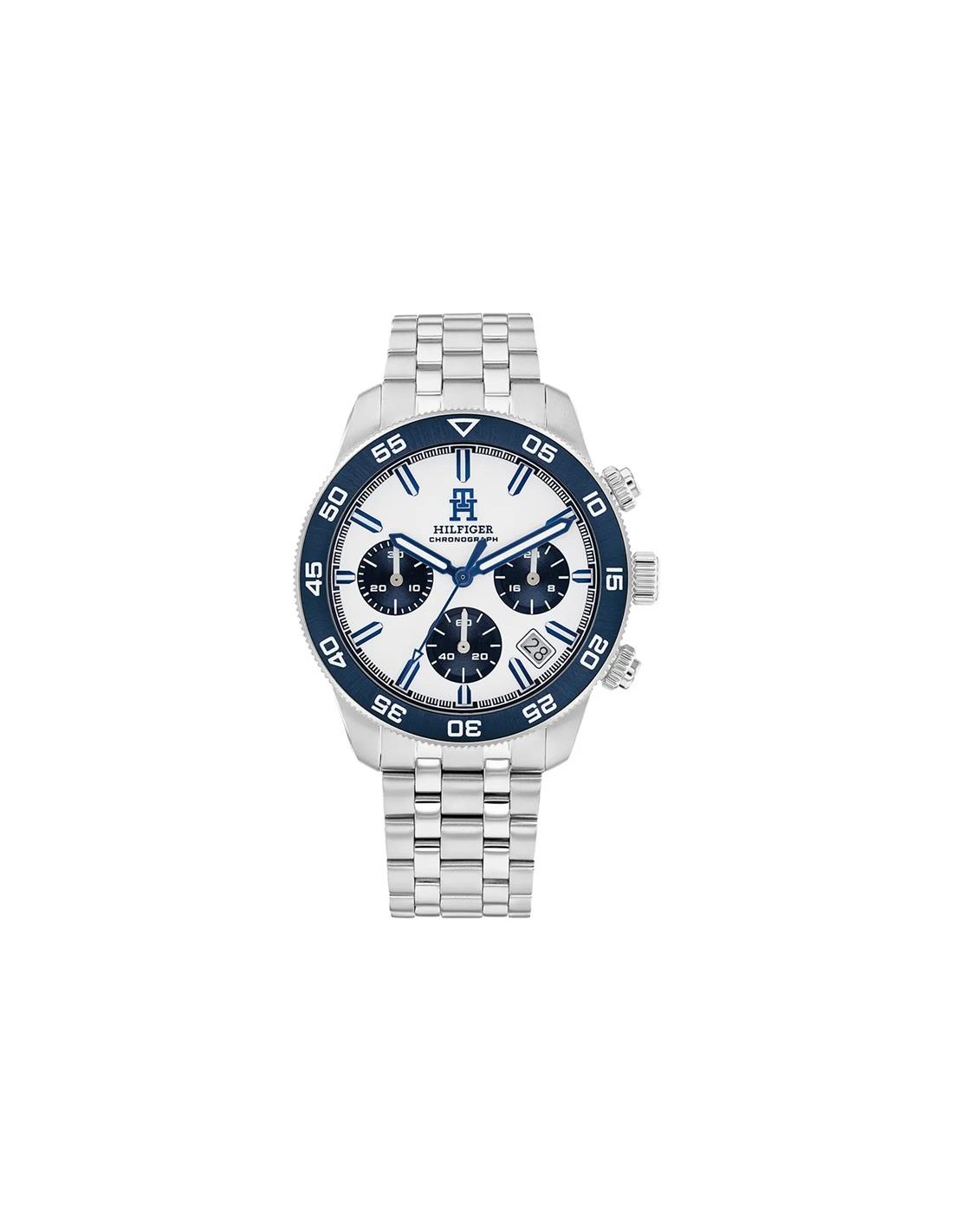 Tommy Hilfiger Reloj TH85 Plateado y Azul Cronógrafo Hombre