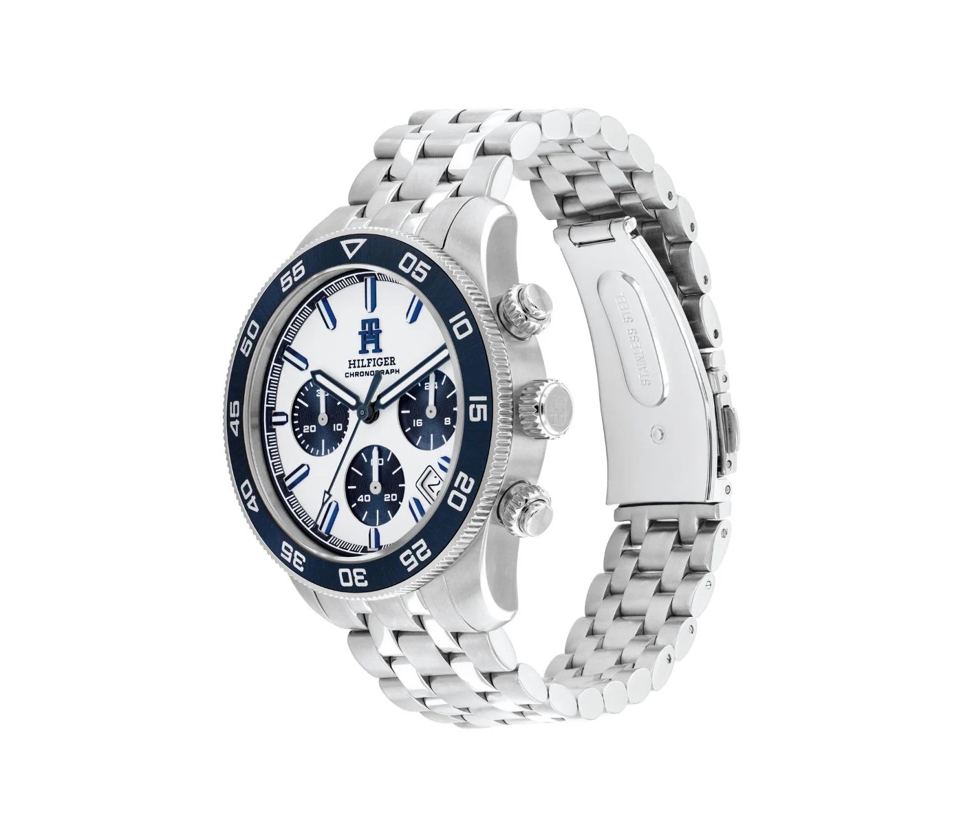 Tommy Hilfiger Reloj TH85 Plateado y Azul Cronógrafo Hombre