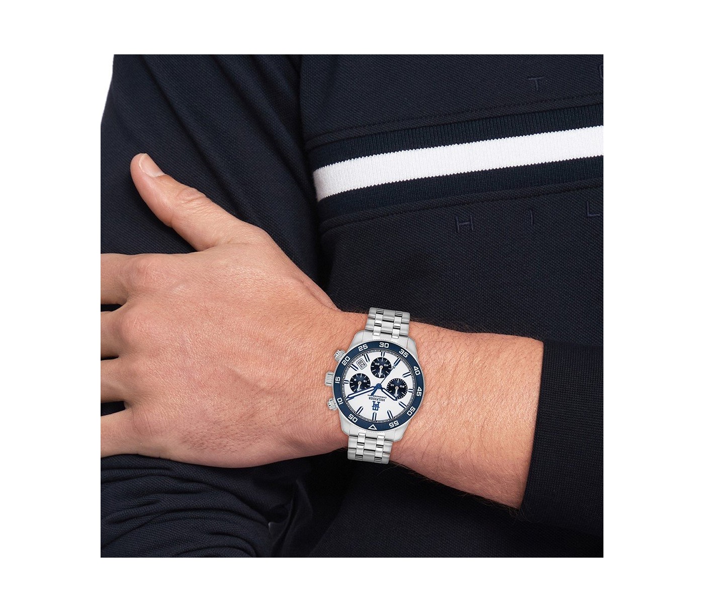 Tommy Hilfiger Reloj TH85 Plateado y Azul Cronógrafo Hombre