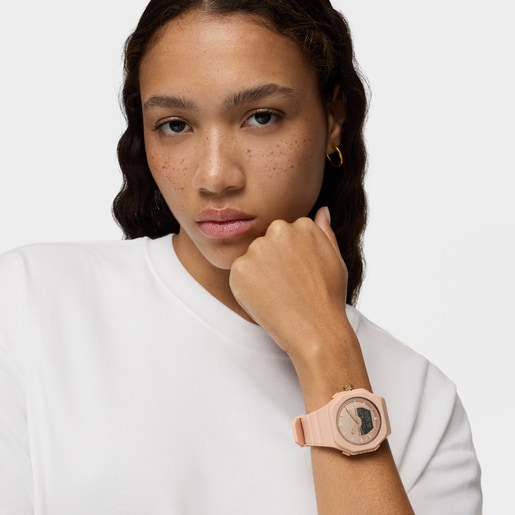 TOUS Bet Reloj analógico-digital acero rosa IPRG con brazalete de nylon rosa