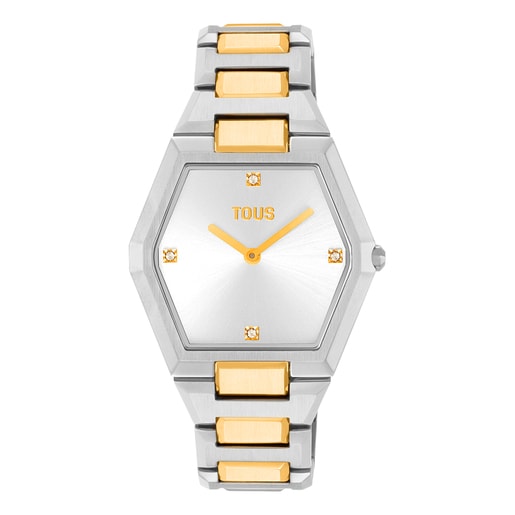 TOUS Karat Reloj digital con brazalete de acero dorado IPG
