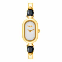 TOUS Color Reloj analógico de acero dorado IPG con ónix