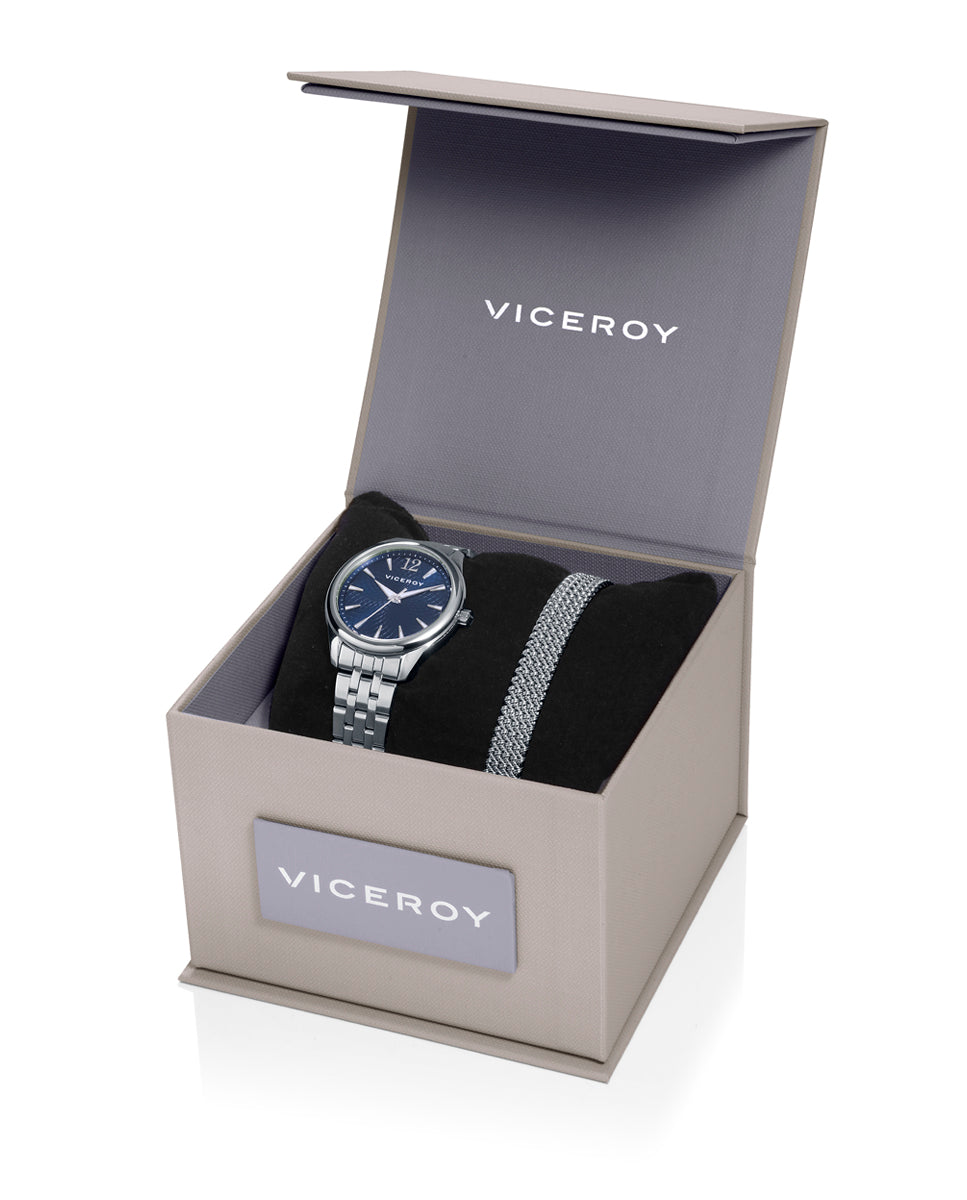 Viceroy - Pack reloj y pulsera caja de acero 5 atm y brazalete de acero con movimiento cuarzo
