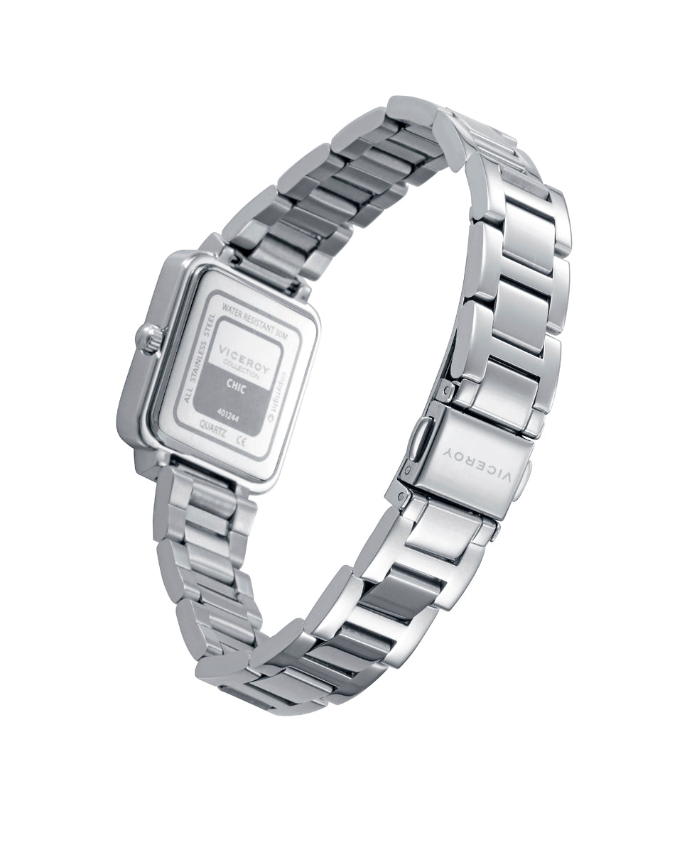 Viceroy - Reloj caja de acero con circonitas y brazalete de acero con movimiento cuarzo