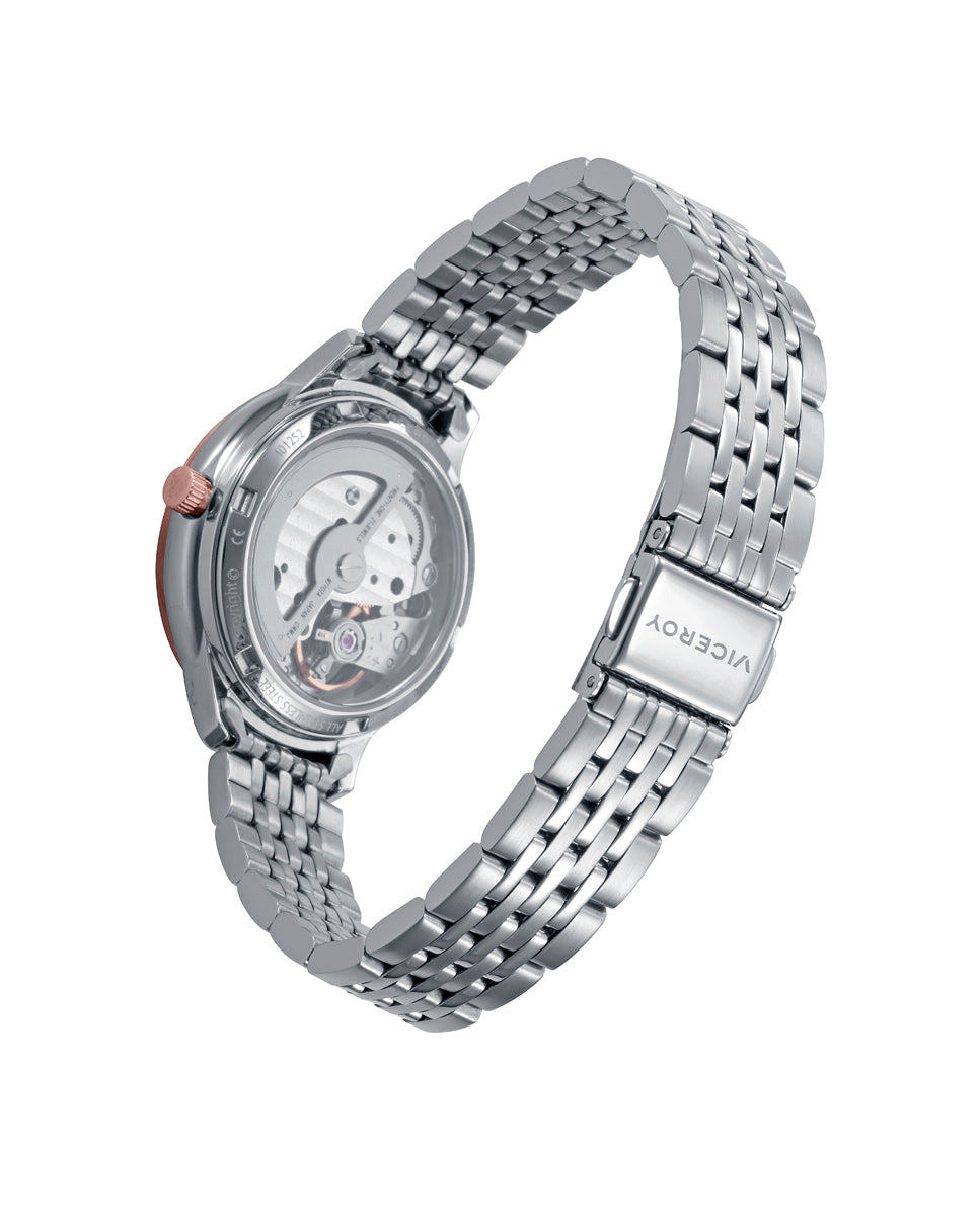 Viceroy - Reloj caja bicolor acero e Ip rosa con cristal zafiro 5 atm y brazalete de acero con movimiento automático