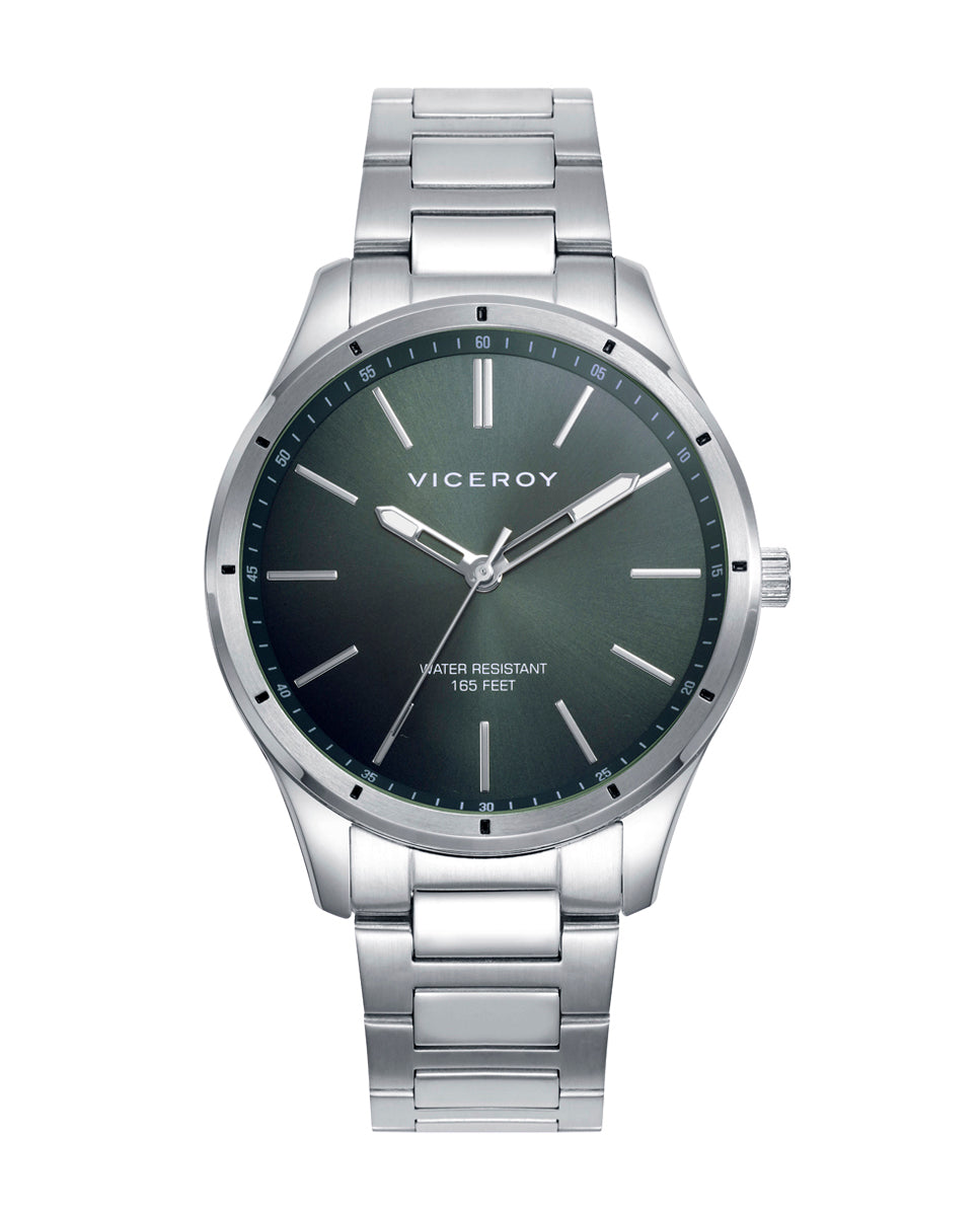 Viceroy - Reloj de acero para hombre con esfera verde y movimiento de cuarzo