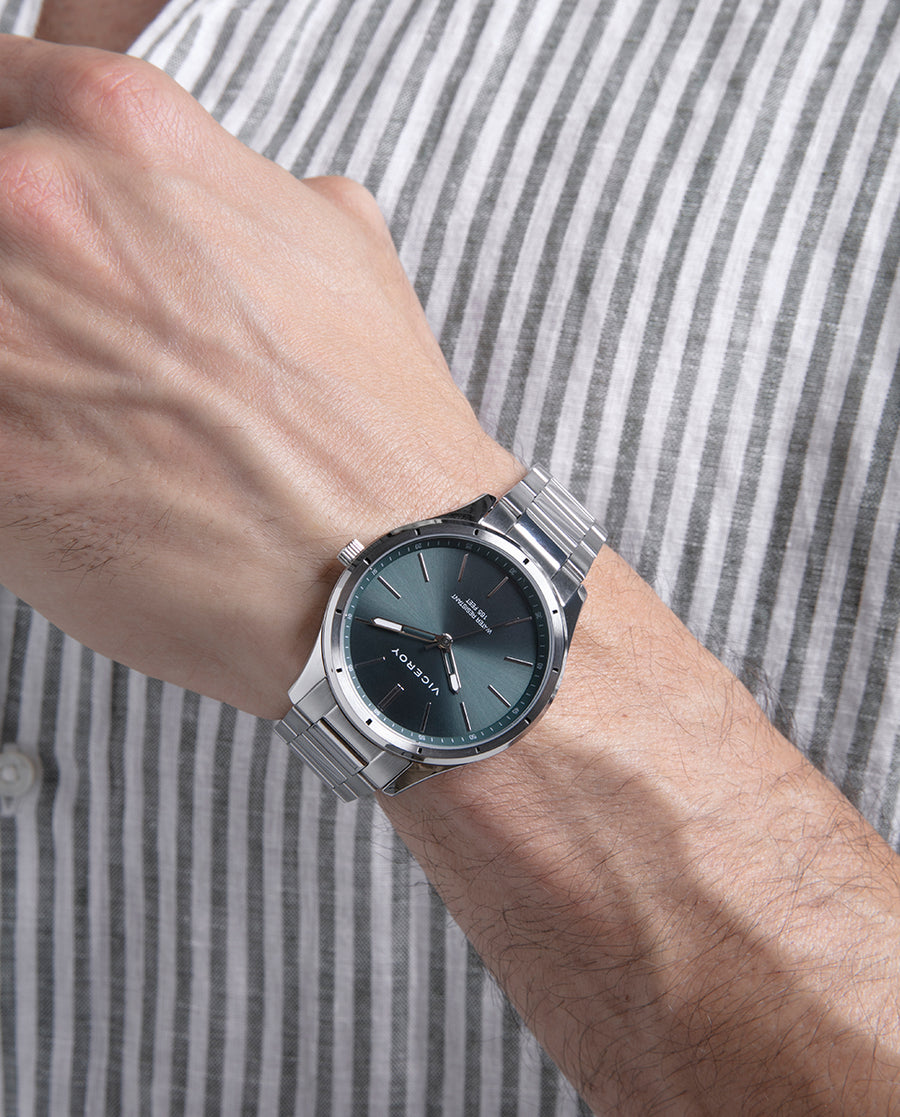 Viceroy - Reloj de acero para hombre con esfera verde y movimiento de cuarzo