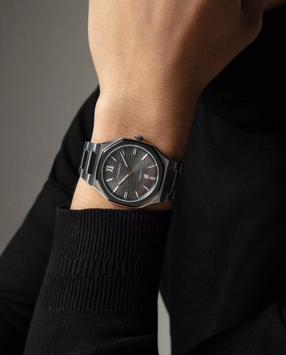 VICEROY Reloj Laura Escanes Caja de Acero con Doble Bisel en IP Gris y Rosa