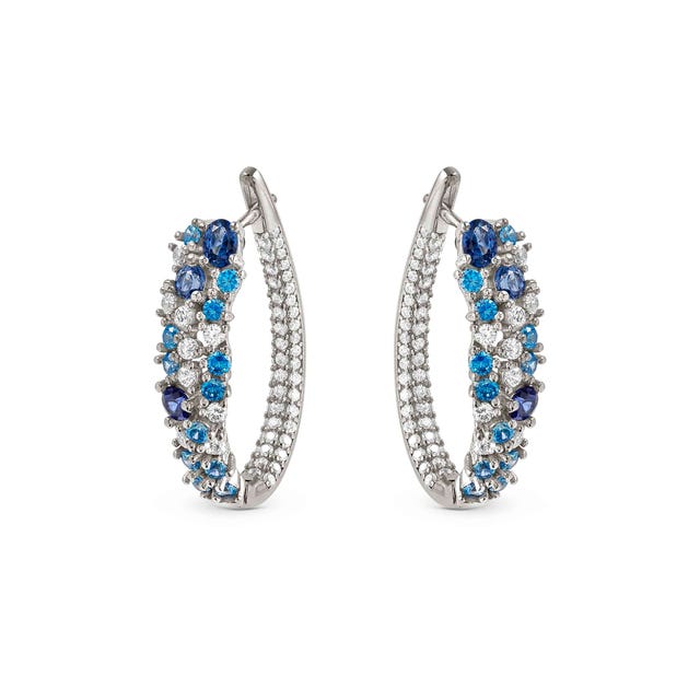 Nomination - Pendientes Mosaica en plata con 81 Cubic Zirconia azul y blanco