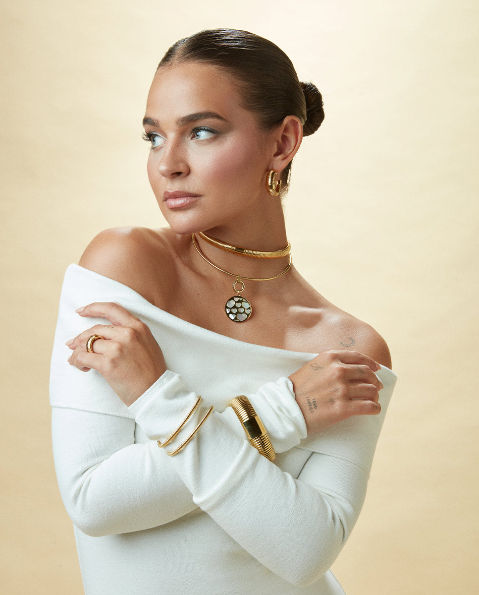 Collar Vicero de Acero IP Dorado Colección Laura Escanes Tubogas