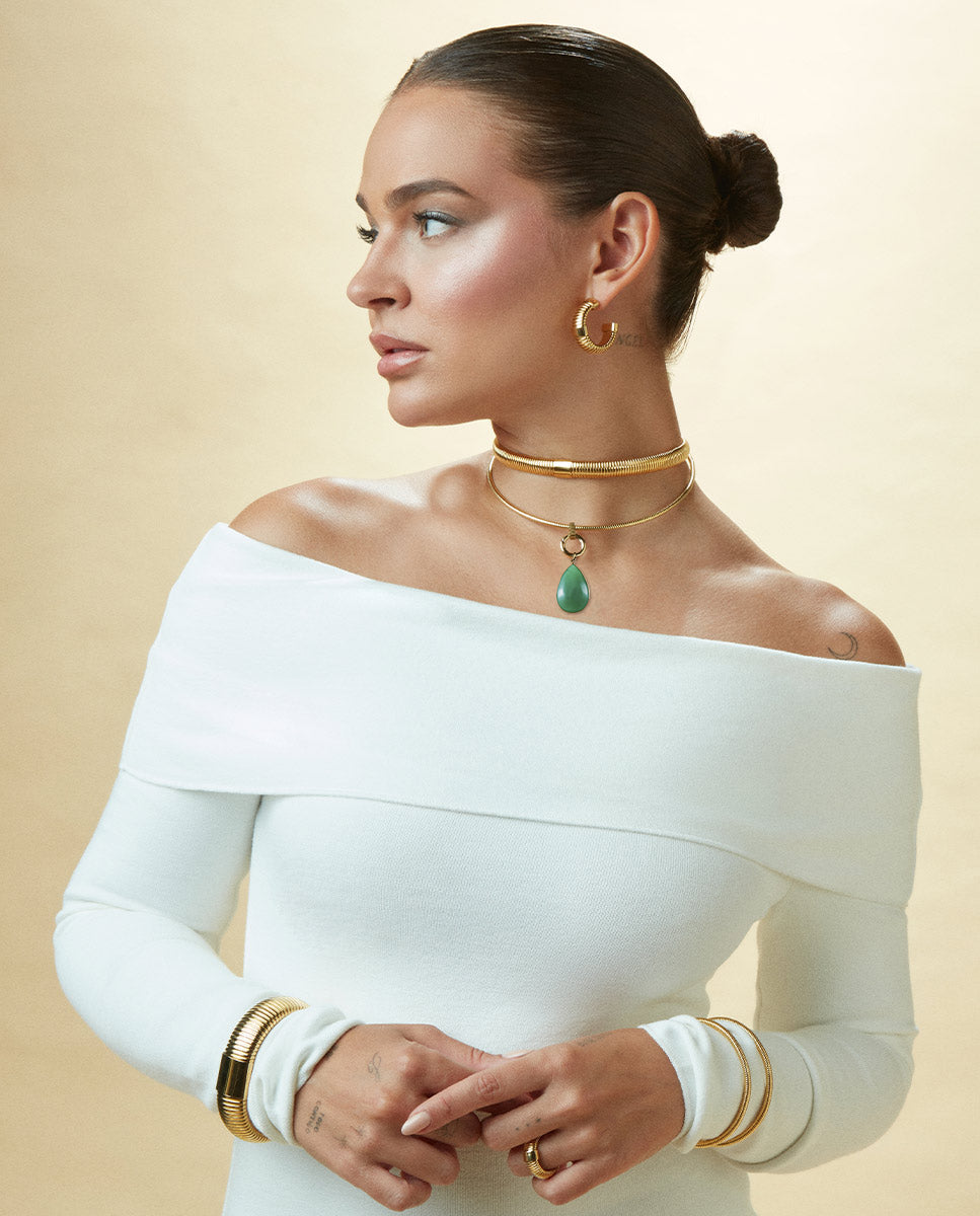 Collar Viceroy de Acero IP Dorado Colección Laura Escanes Tubogas