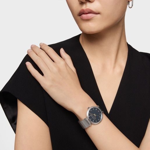 Reloj Analógico Tous con Esfera Azul y Brazalete de Acero S-Mesh Mirror