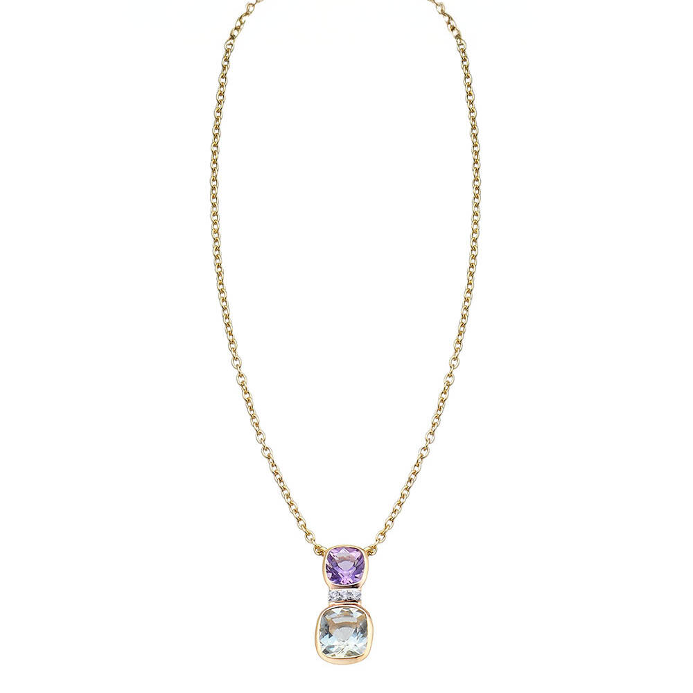 Colgante Durán Exquse Dolce de plata dorada con amatista, prasiolita y circón 00512943