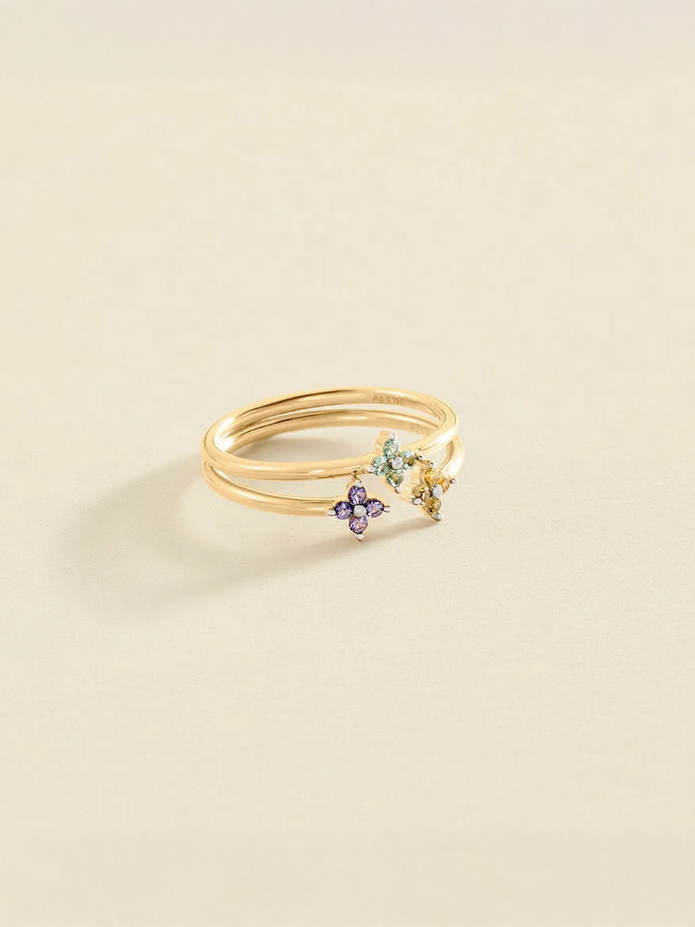 Anillo fino Agatha Paris Beloved de plata bañada en oro con circonitas multicolor 02290070-256-54