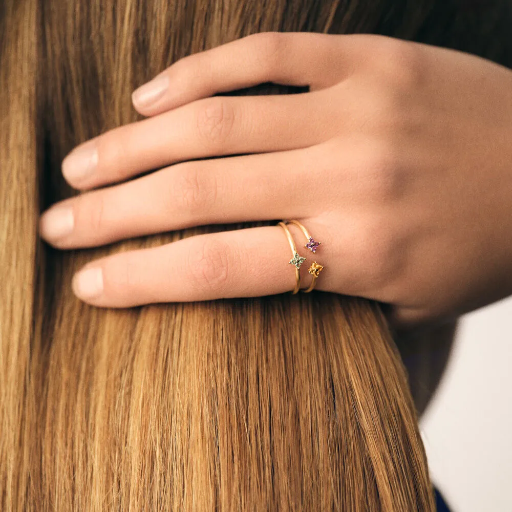 Anillo fino Agatha Paris Beloved de plata bañada en oro con circonitas multicolor 02290070-256-54