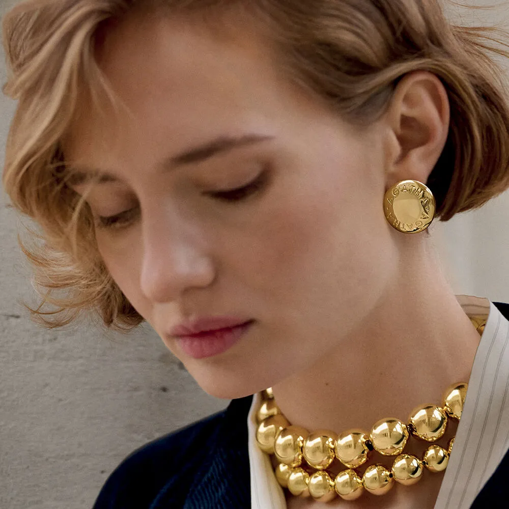 Pendientes largos Agatha Paris Palais Royal en latón bañado en oro 02370353-157-TU