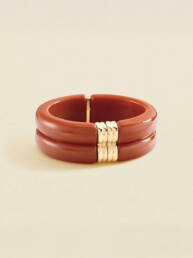 Pulsera rígida Agatha Paris Palais Royal de resina coral y baño de oro 02470350-128-TU