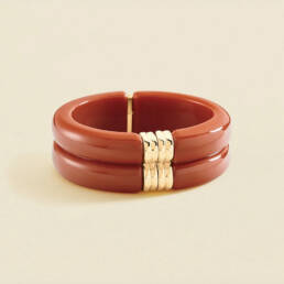 Pulsera rígida Agatha Paris Palais Royal de resina coral y baño de oro 02470350-128-TU