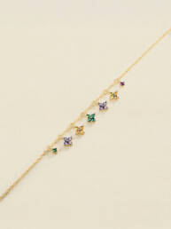 Pulsera de cadena Agatha Paris Beloved de plata bañada en oro con pampillas multicolor 02490105-256-TU