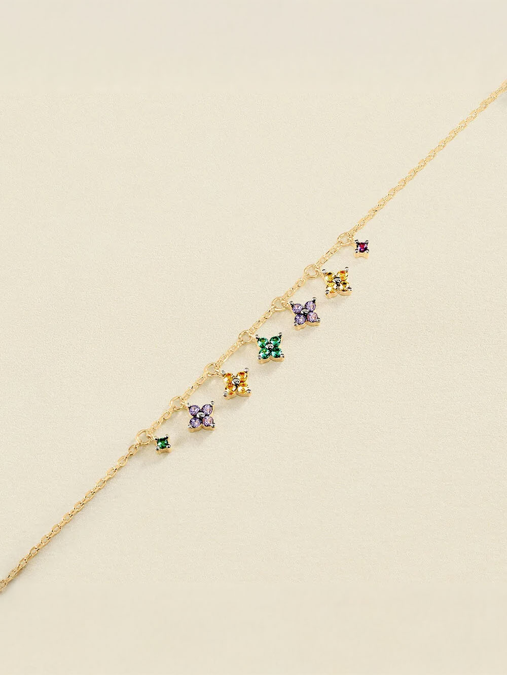 Pulsera de cadena Agatha Paris Beloved de plata bañada en oro con pampillas multicolor 02490105-256-TU