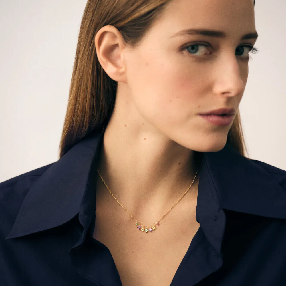 Collar corto Agatha Paris Beloved de plata bañada en oro con pampillas multicolor 02690223-256-TU