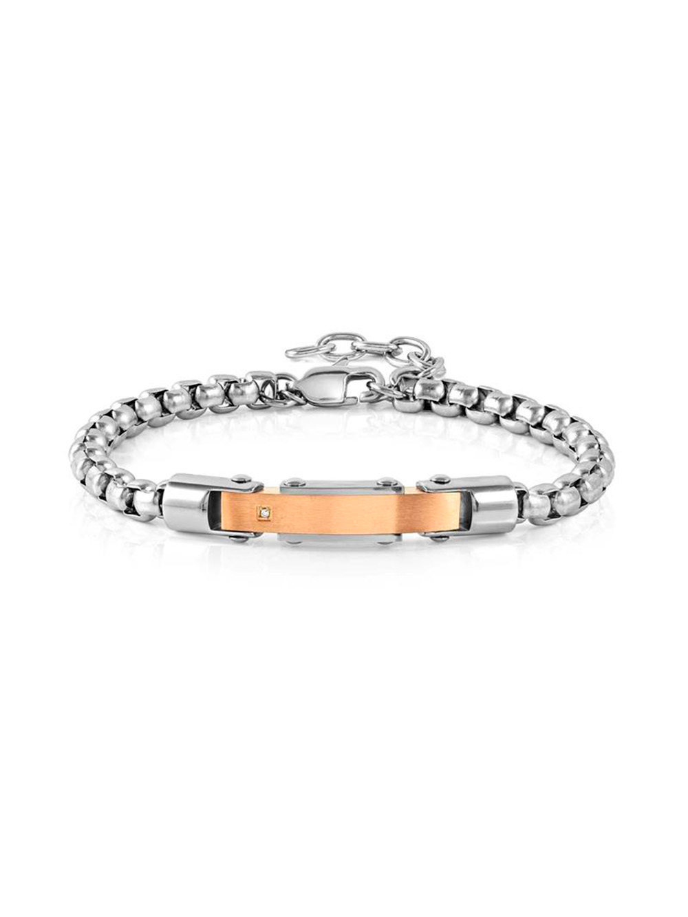 Pulsera Nomination Strong Acero Plateado y Rosado y Diamante 028321/034