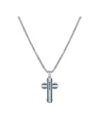 Collar Nomination Strong Diamond Cruz con 4 Zafiros Azules 028332/030