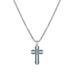 Collar Nomination Strong Diamond Cruz con 4 Zafiros Azules 028332/030