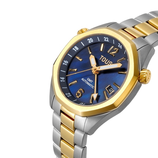 Reloj Tous Now GMT Automático Nácar Azul Bicolor 3000141000