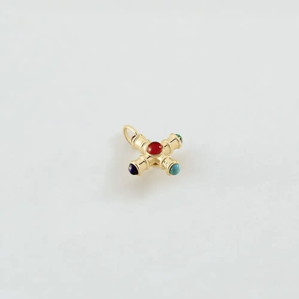 Colgante AGATHA PARIS cruz multicolor con piedras naturales 02880059-256-TU