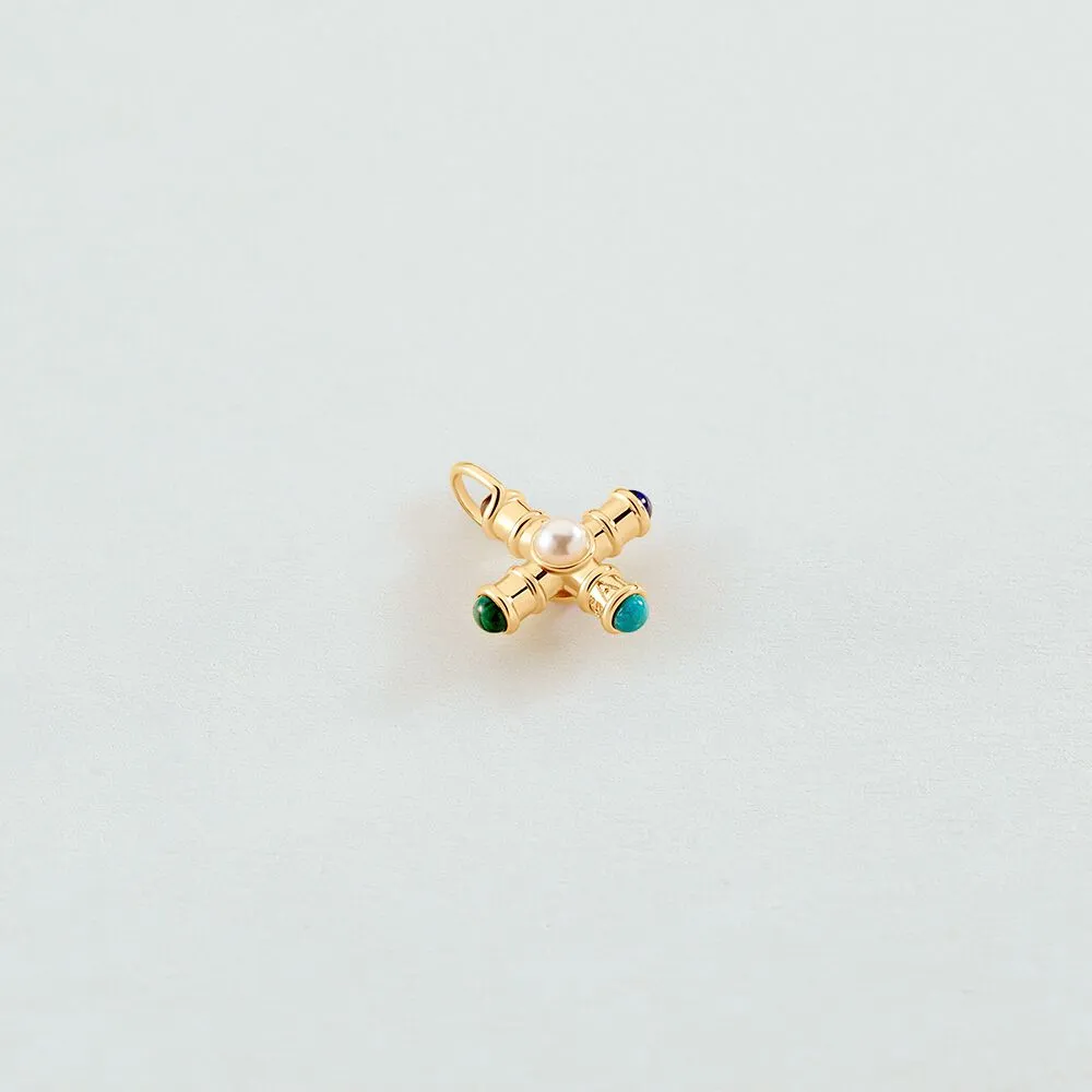 Colgante AGATHA PARIS cruz multicolor con piedras naturales 02880059-256-TU