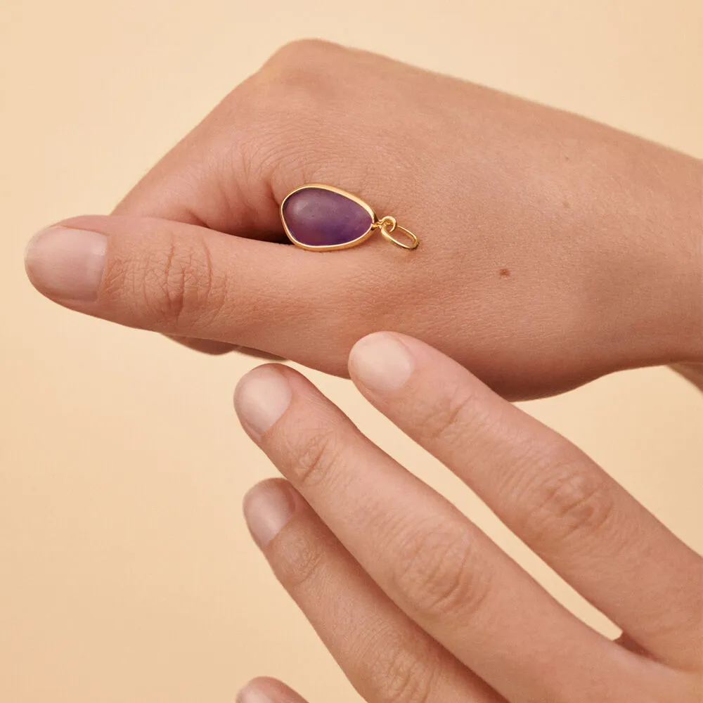 Colgante AGATHA PARIS dorado con piedra natural amatista 02880096-058-TU