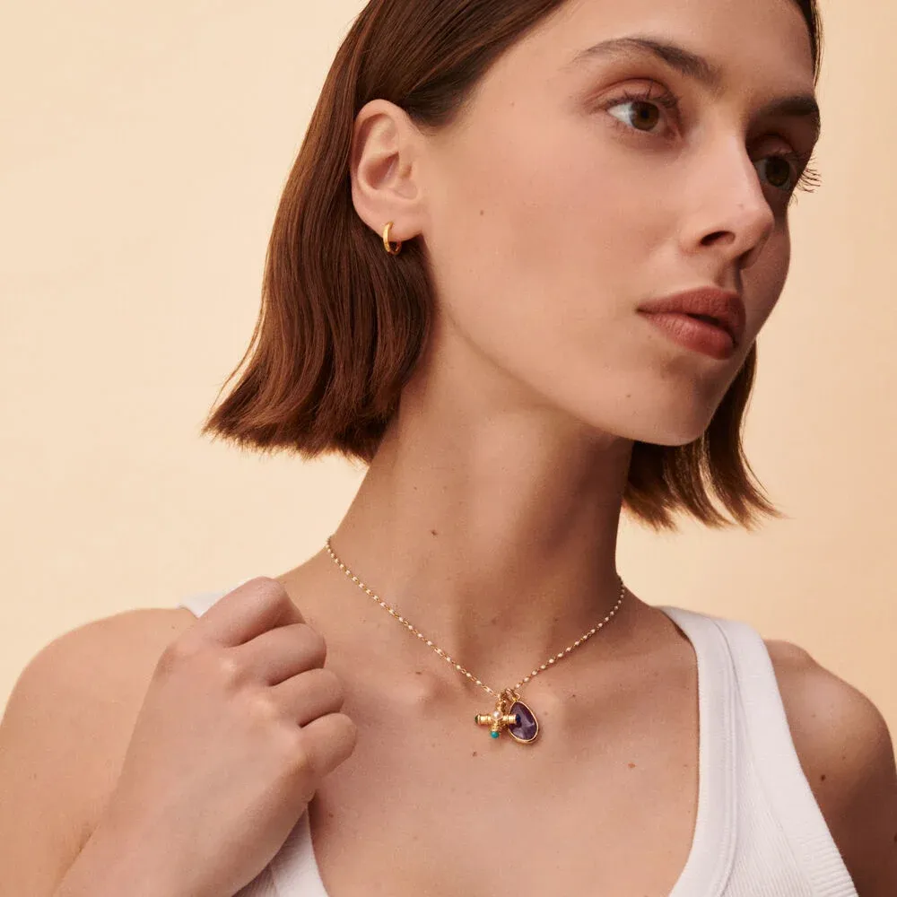 Colgante AGATHA PARIS dorado con piedra natural amatista 02880096-058-TU