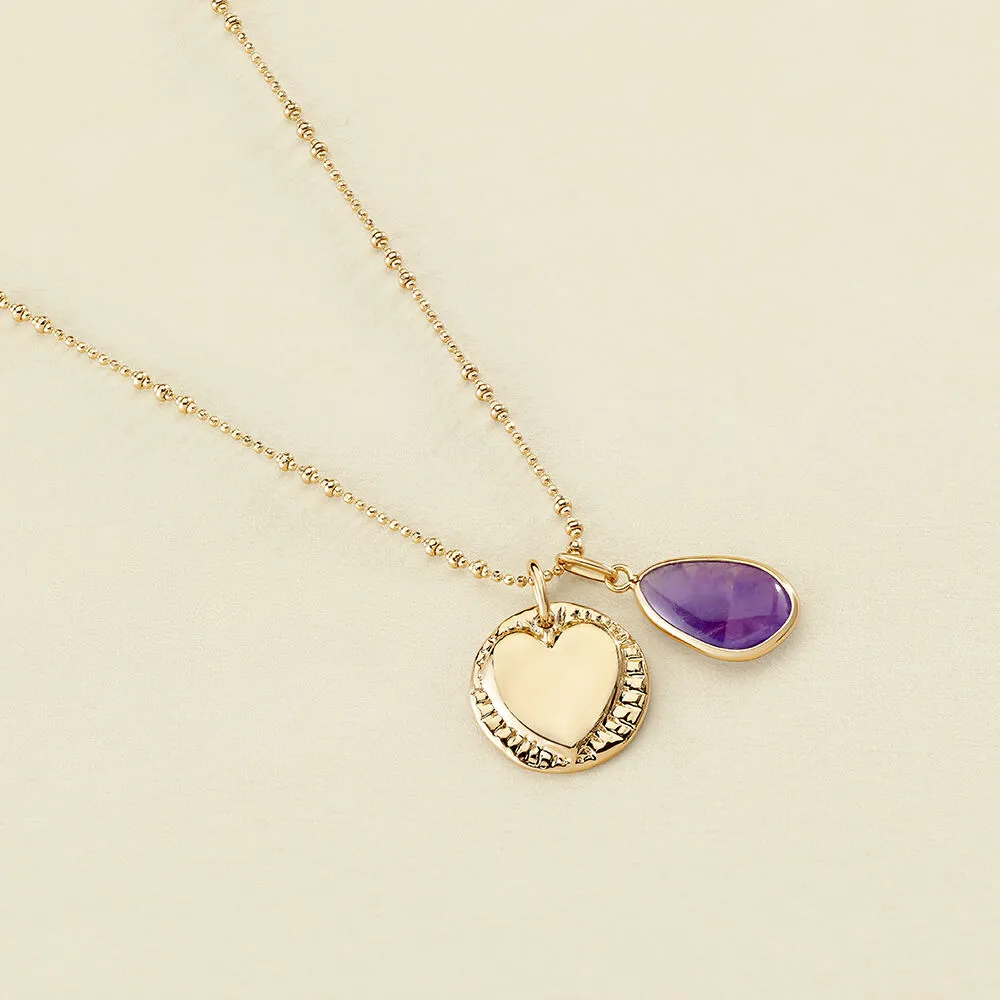 Colgante AGATHA PARIS dorado con piedra natural amatista 02880096-058-TU