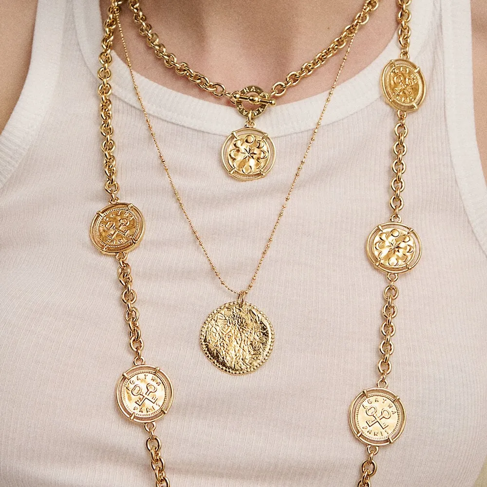 Colgante AGATHA PARIS TALISMANS medalla texturizada dorada 02880134-157-TU