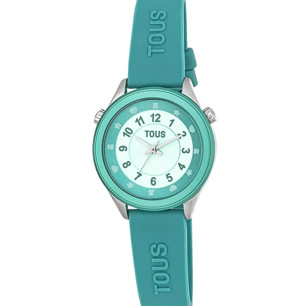 Reloj analógico Tous Mini Self Time de acero y silicona verde 200358053