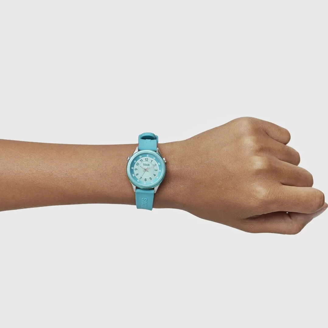 Reloj analógico Tous Mini Self Time de acero y silicona verde 200358053