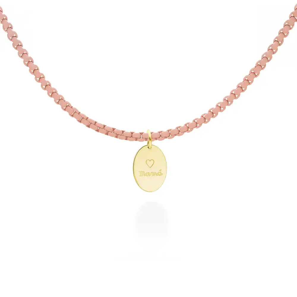 Gargantilla MARINA GARCÍA MAMÁ melocotón en plata dorada y acero PVD 90823GM