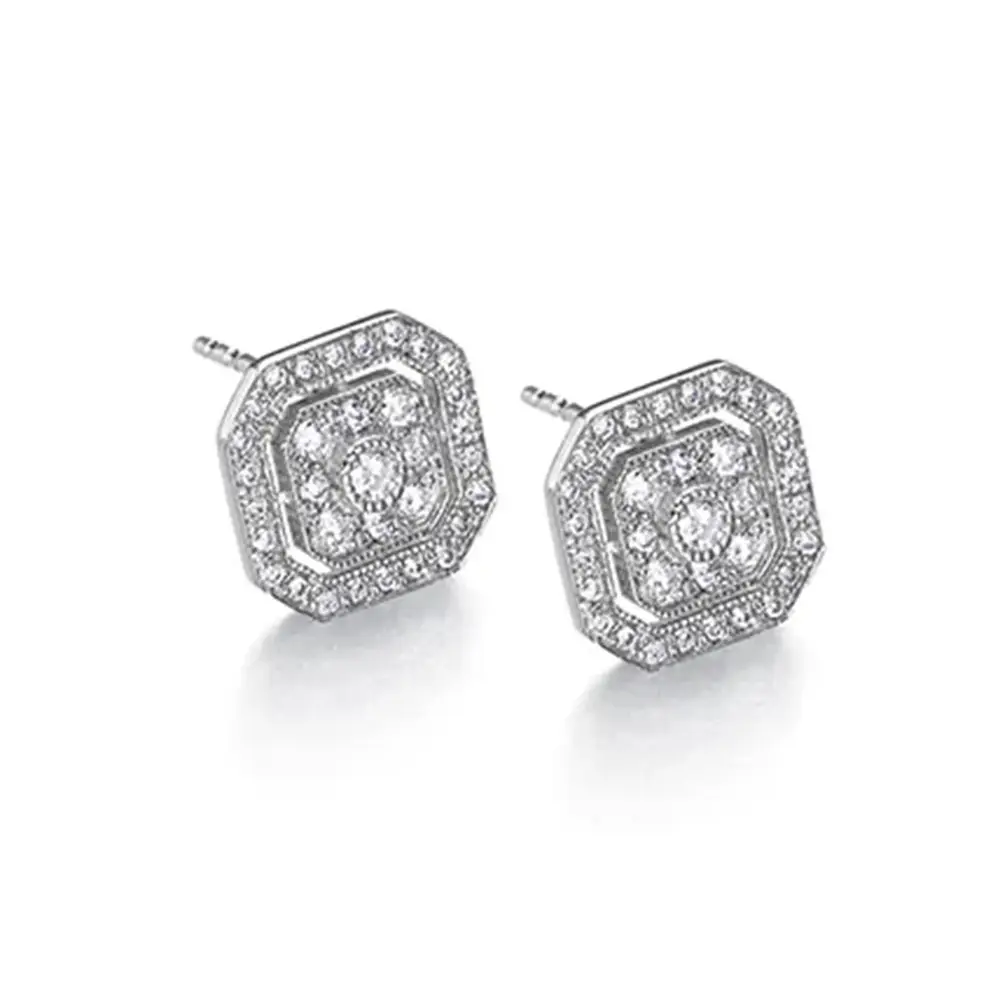 Pendientes Le Carré OCTO oro blanco 18K con diamantes GB178OB00