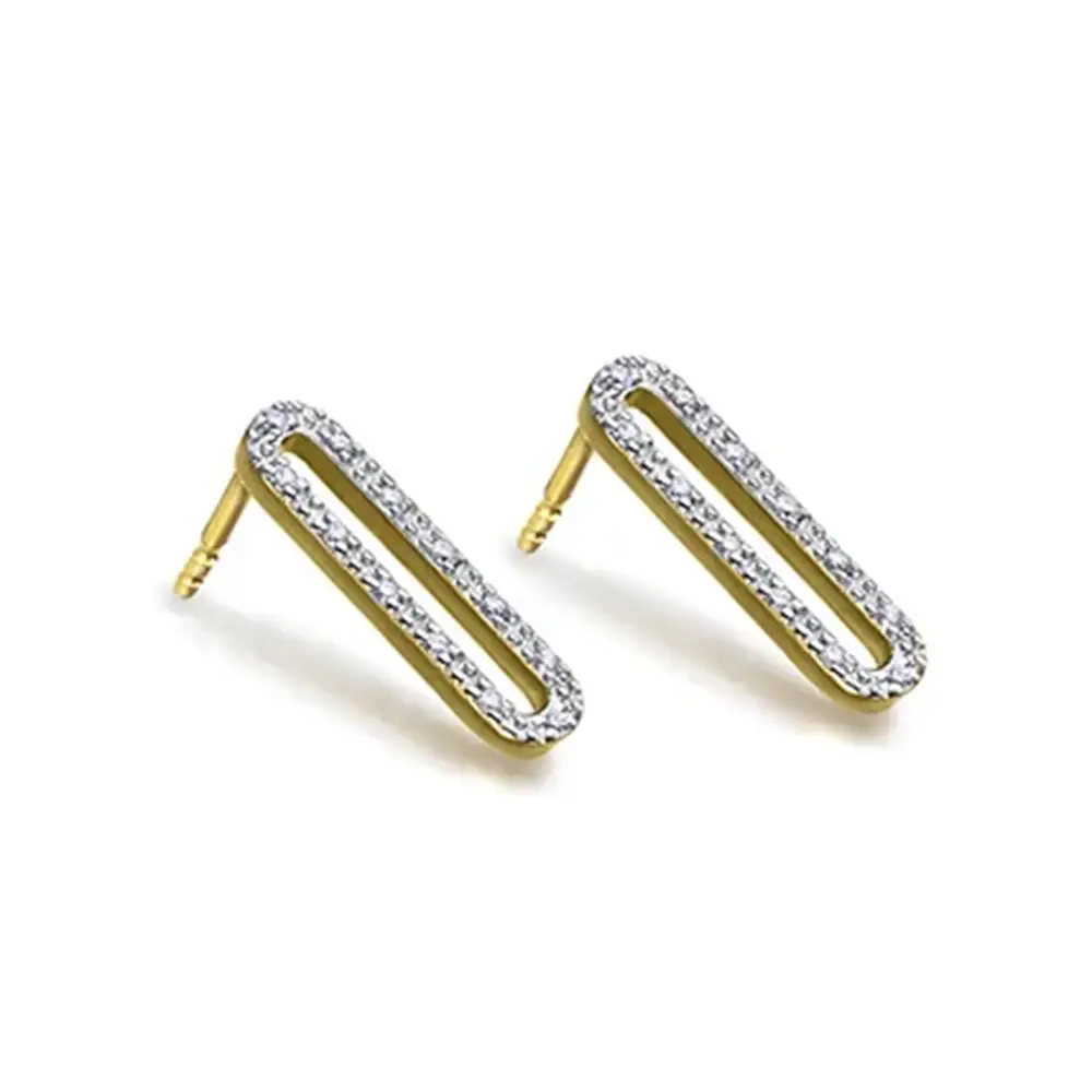 Pendientes Le Carré Hebilla oro 18K con diamantes GB184OA00