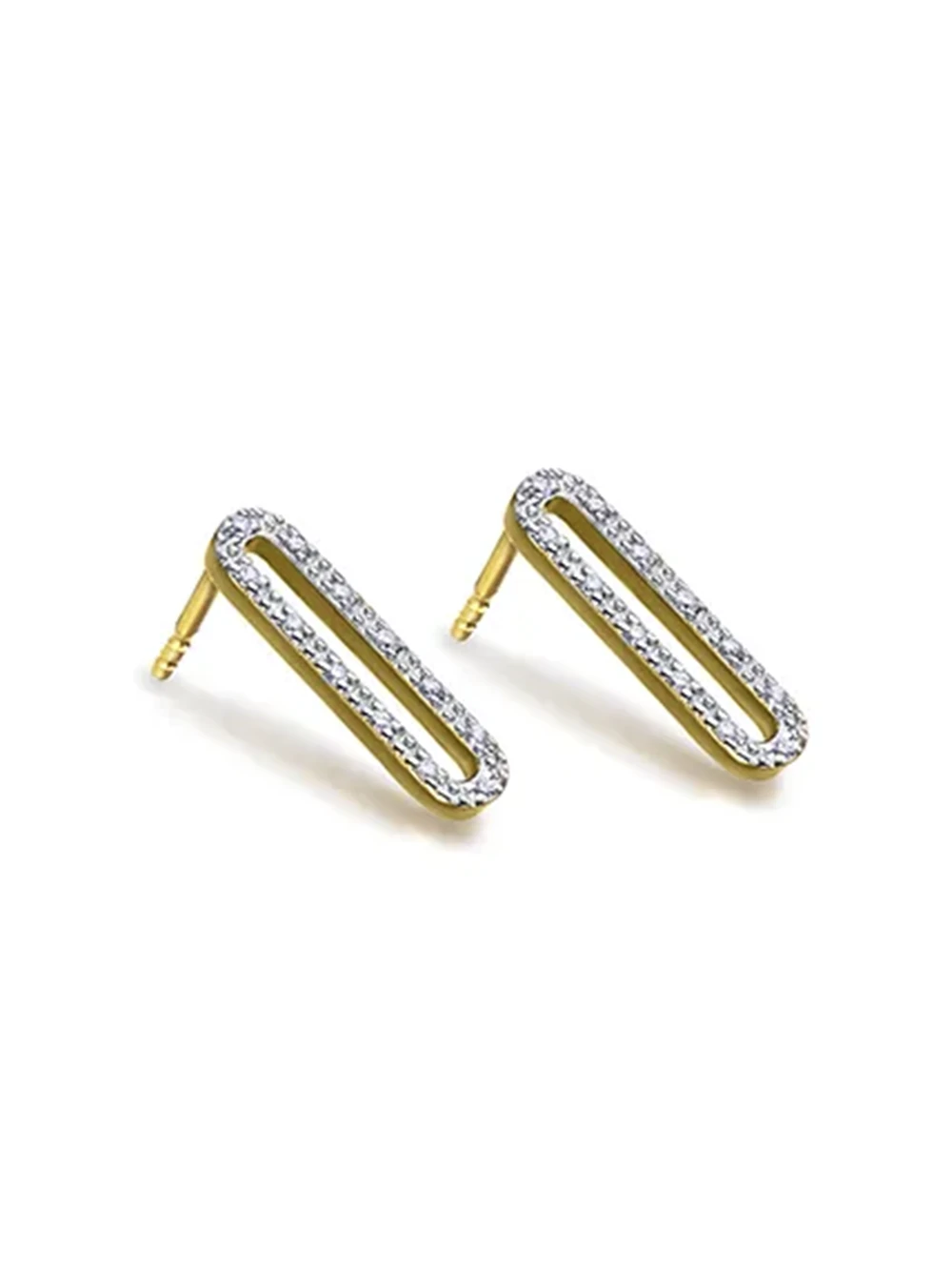Pendientes Le Carré Hebilla oro 18K con diamantes GB184OA00
