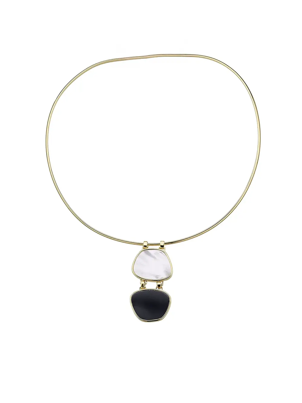 Collar Durán Exquse colección Charlot de plata dorada con madreperla y ágata negra 00512895